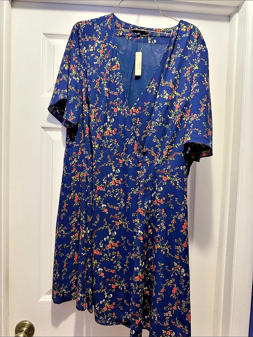 Madewell Amaranth Wrap Dress in Moonless Floral Blue & Orange XL